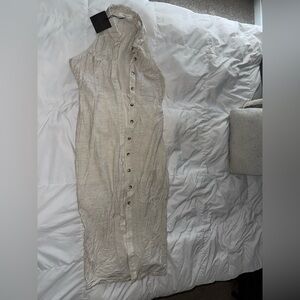 Sleeveless Natural Button-Down Dress